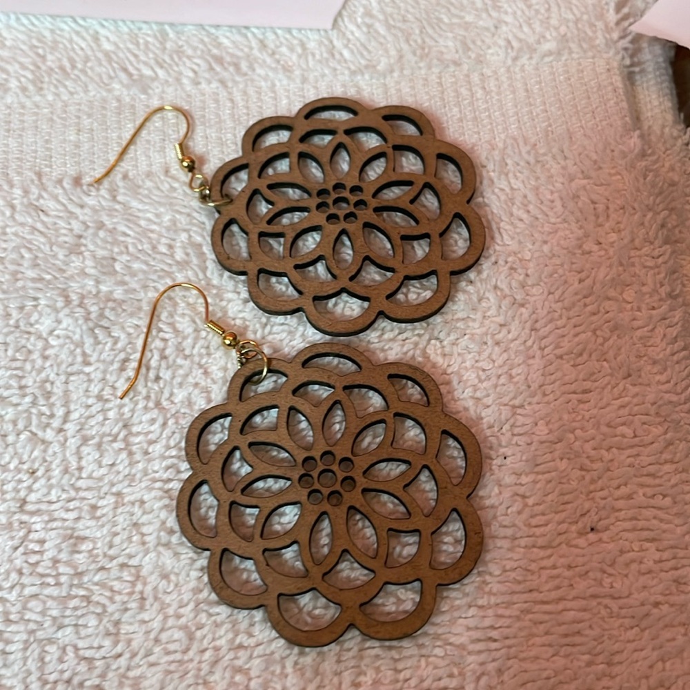 2” light wood earrings